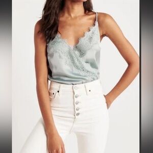 Abercrombie & Fitch Lace Cami Wrap Satin Bodysuit NWT Size XXS
